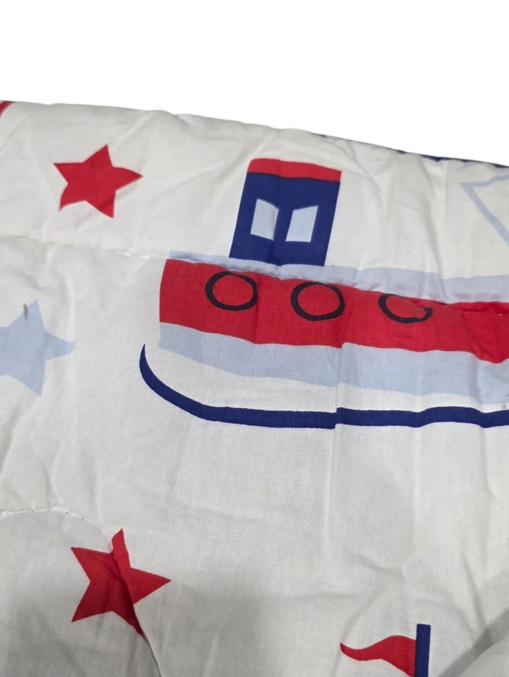 Cotton Box Nautical Red, White & Blue Boat Print Quilted Kids Comforter Blanket